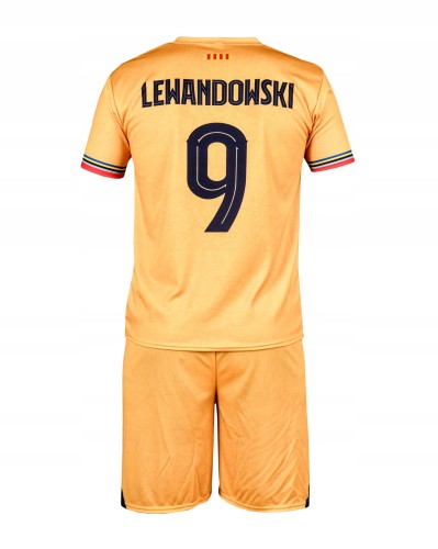 Strój piłkarski Lewandowski Barcelona koszulka + spodenki wyjazdowe złote (3).jpg