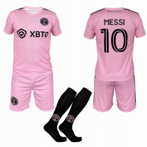 Messi Inter Miami strój komplet piłkarski sportowy różowy + getry 