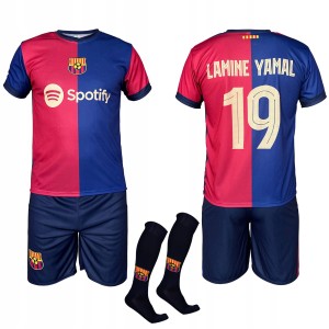 Lamine Yamal Barcelona strój komplet piłkarski koszulka spodenki + getry 