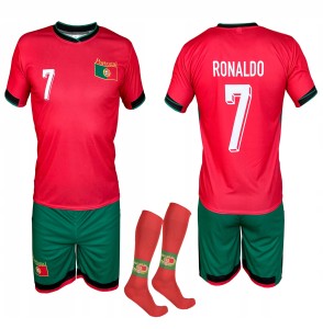 Ronaldo Portugalia strój komplet piłkarski koszulka spodenki + getry 