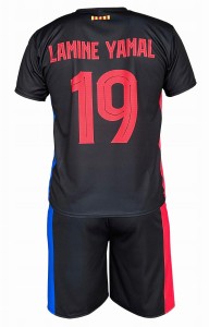 Strój piłkarski Lamine Yamal Barcelona komplet koszulka + spodenki  czarne