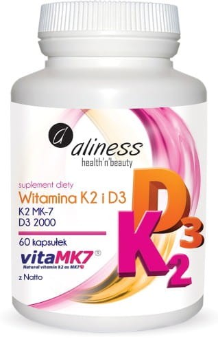 Aliness Witamina K2 MK-7 100 µg z Natto + D3 x 60 kaps.