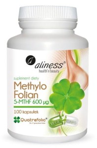 Aliness Kwas foliowy Methylo Folian 600 µg Quatrefolic 100 kaps ciąża homocysteina