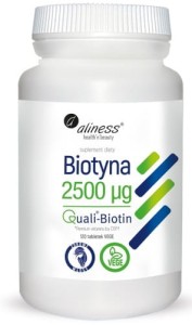 Aliness Biotyna QualiBiotin 2500 mcg 120 tabletek skóra włosy paznokcie