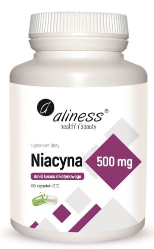 Aliness Niacyna, Amid Kwasu nikotynowego 500 mg x 100 kaps VEGE.jpg