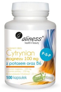 Aliness Cytrynian Magnezu 100 mg z potasem 150 mg oraz B6 100 kapsułek