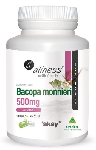 Aliness Bacopa Monnieri extract 50%, 500 mg x 100 Vege caps..jpg
