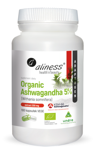 Aliness Organic Ashwagandha 5% KSM-66 200mg x 100 VEGE caps.png