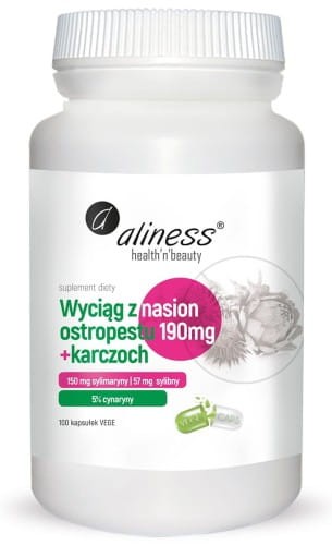 Aliness Ekstrakt z nasion ostropestu 190 mg+karczoch x 100 Vege caps.jpg
