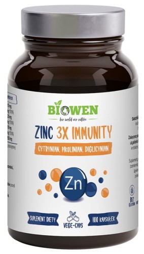 Zinc 3X Immunity, Cynk Complex+ Biowen - 100 kapsułek
