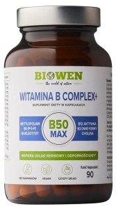Biowen Witamina B Complex+ B50 - 90 kapsułek odporność, układ nerwowy, włosy skóra paznokcie
