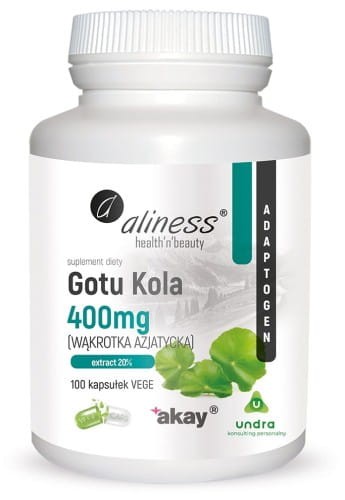 Aliness Gotu Kola (Centella asiatica, wąkrotka azjatycka) 400 mg x 100 Vege caps.jpg