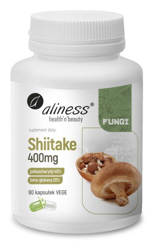 Aliness Shiitake ekstrakt 400mg 90 kapsułek grzyby witalne.jpg